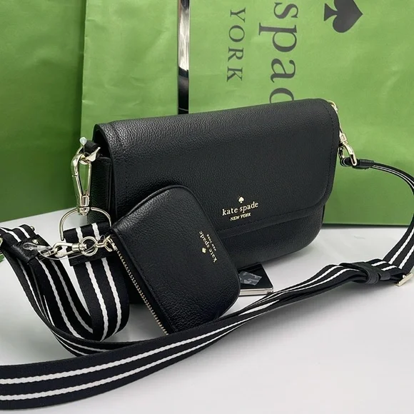 KATE SPADE Rosie Pebble Leather Small Flap Crossbody Black NWT - Picture 12 of 16